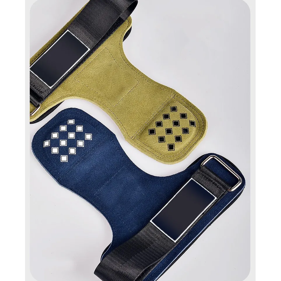 High Quality Adjustable Gymnastics Weightlifting Hand Grips Bodybuilding Wrist Palm Guard Leather Gym Gloves With Straps