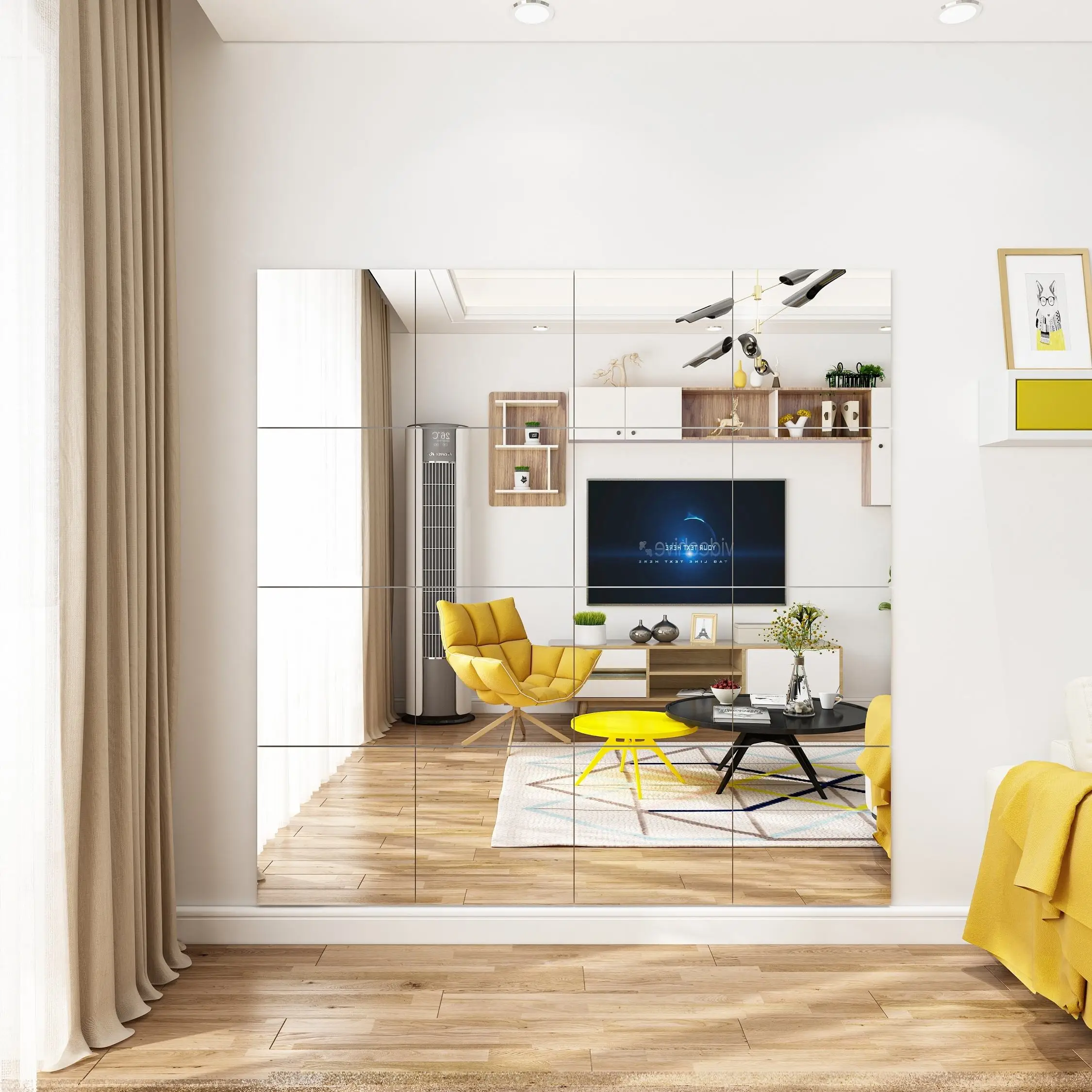 Wholesale 2mm Thick Unbreakable Flexible Self-Adhesive Wall Mirror Sticker Dressing Mirror Wall Mounted for Home Decor Bathroom