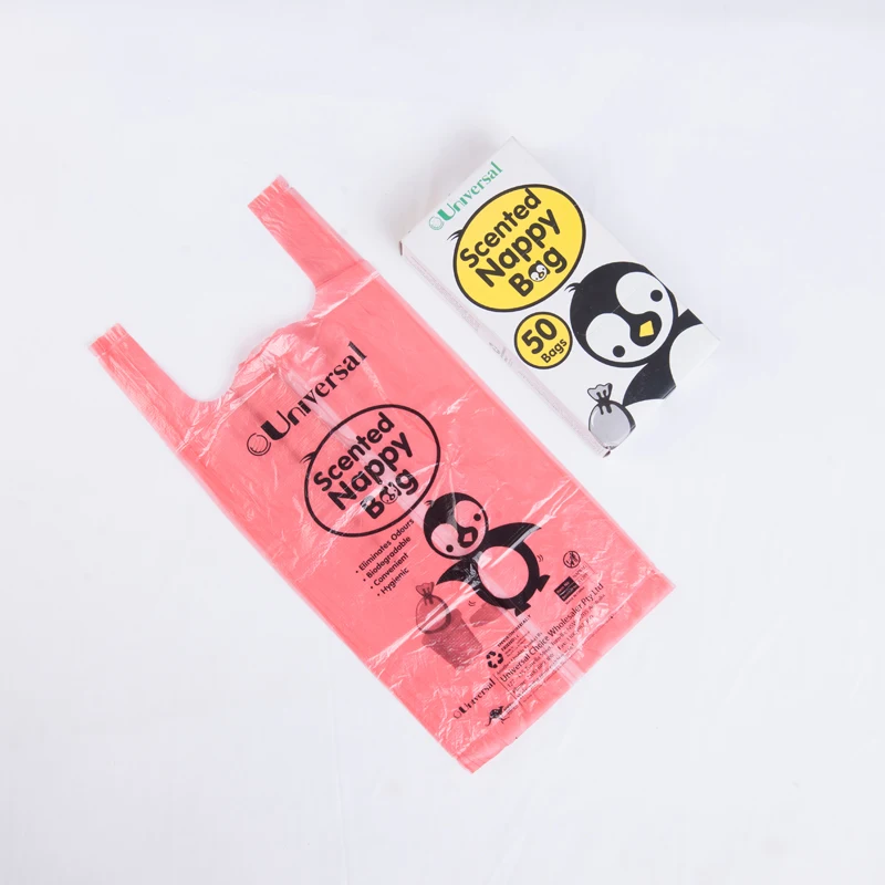 Custom printed eco scented portable PE plastic diaper nappy bags disposable baby nappy/diaper sacks with fragrance