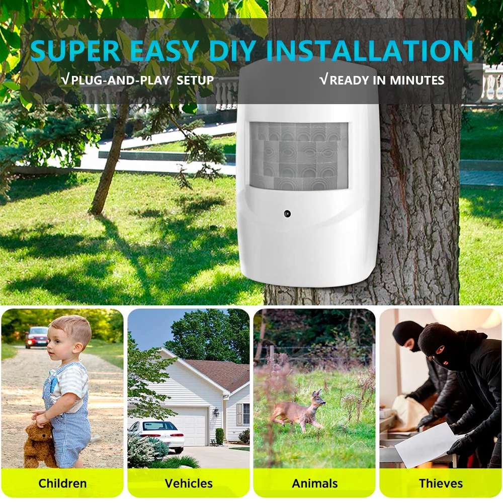 Set Smart Home Security PIR Alert Infrared Sensor Alarm System Human Motion Detector