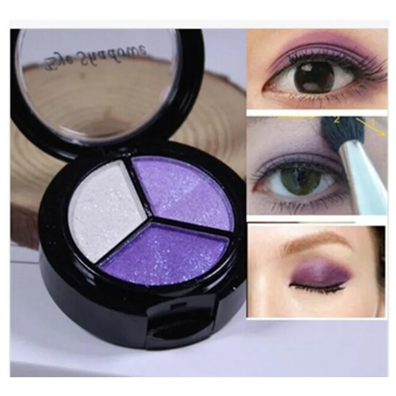 High pigment low MOQ best cost fast delivery 3 colors mixed custom brand shimmer glossy private label eye shadow oem