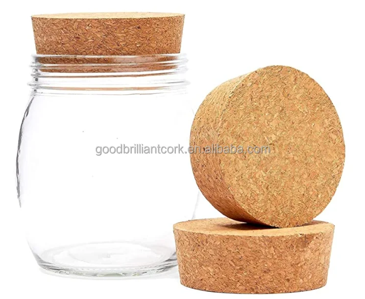 Customized Agglomerated Tapered Glass Bottle Wine Cork Stopper Wooden Cork Stoppers Lids for Bottles Jars Flasks Carton Accept