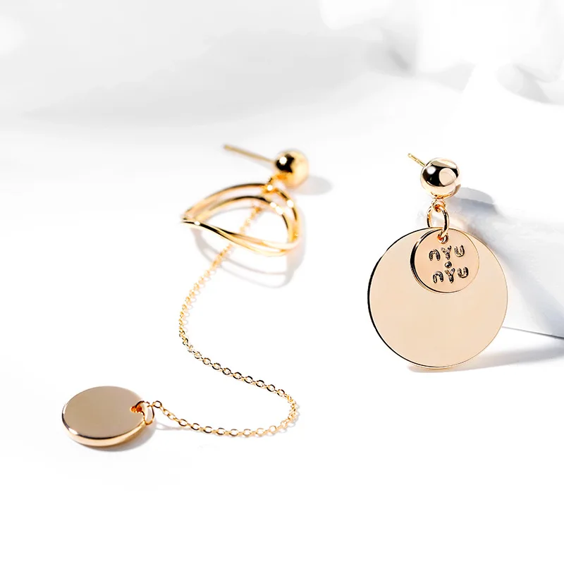 2021 new style AB asymmetric earrings temperament tassel long earrings