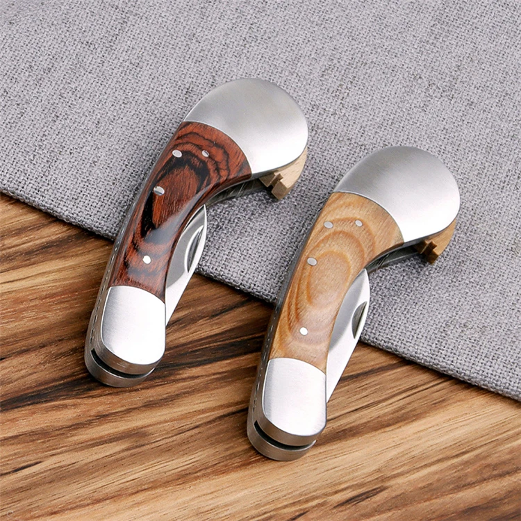 WELLFLYER BO-384 S2 Stainless steel mushroom knife pocket knife picnic knife camping tools with wooden handle and brush