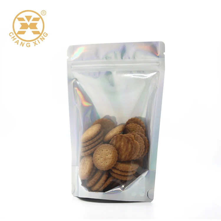 Low MOQ private label Standing zipper Plastic Snack wafer cookies packing bag