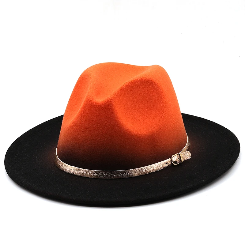Aotemao New fashion polyester/cotton unisex wide brim felt fedora panama ladies custom womens ombre fedora hats