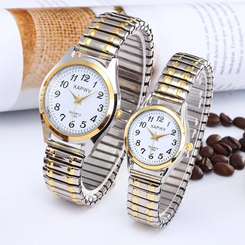 C-1001 Classic large plate quartz watch elastic elastic band digital face watch for men and women