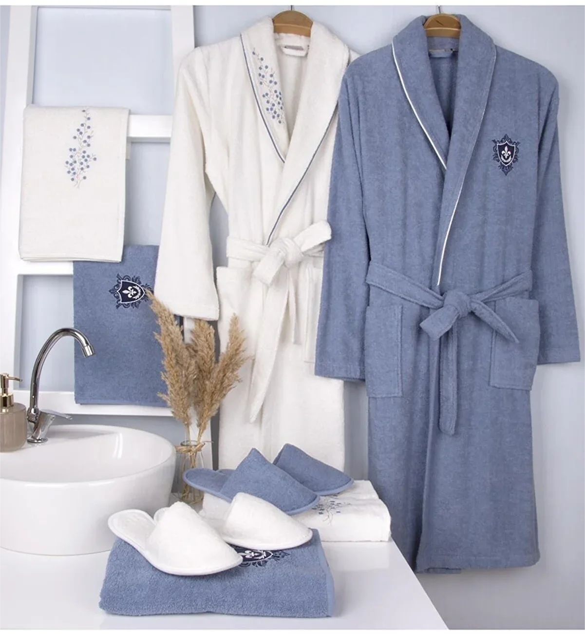 OEM LOGO Custom  High Quality wholesale bathrobe Family Couple Bathrobe Bath Towel Set Unisex 100% Cotton Terry Pajama robes