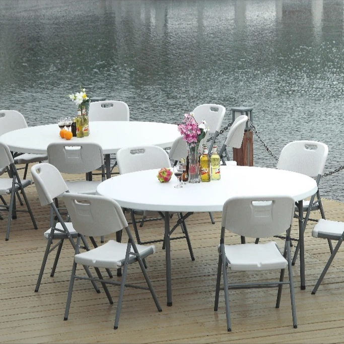 10 человек круглый пластиковый 8 футов складной стол из полиэтилена hdpe