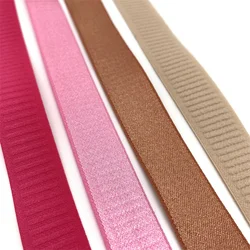 Custom Design Satin 2Cm 3/8 Jacquard Overlock Plush Back Both Sides Picot White Nylon Spandex Women Sexy Bra Elastic Strap