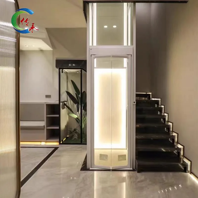 Small Home Elevator for Villas with Simple Hydraulic Traction for Two to Eight Floors No Machine Room or Bottom Pit Required
