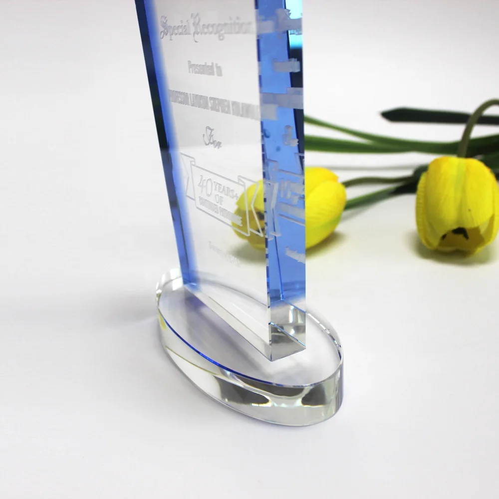 Wholesale Promotion Clear Optical Arch Blank Shield Crystal Awards Glass Trophy with Base Customized Logo Digital Printing 50pcs