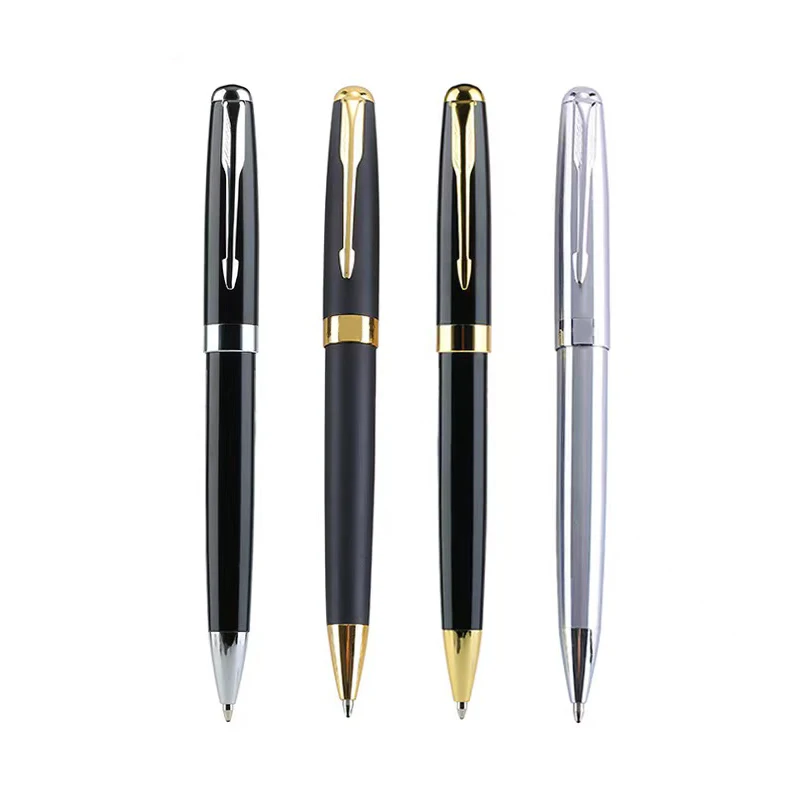 Black Silver Ball Point Pen Luxury Heavy Custom Logo Advertising Premium Gift Metal Pen