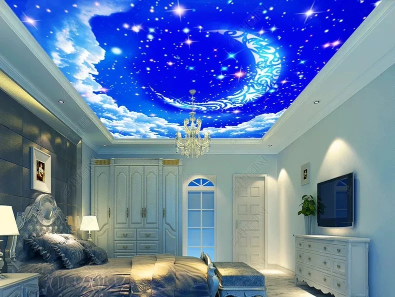 factory supplier wholesale price sky pvc stretch ceiling film ceiling panel 3D Eeffect PVC stretch ceiling membrane