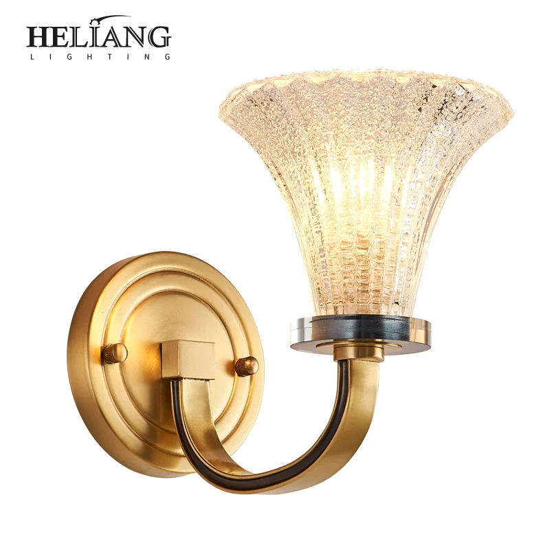 Classic wall lamp full copper living room background wall bedroom bedside lamp staircase corridor lamp