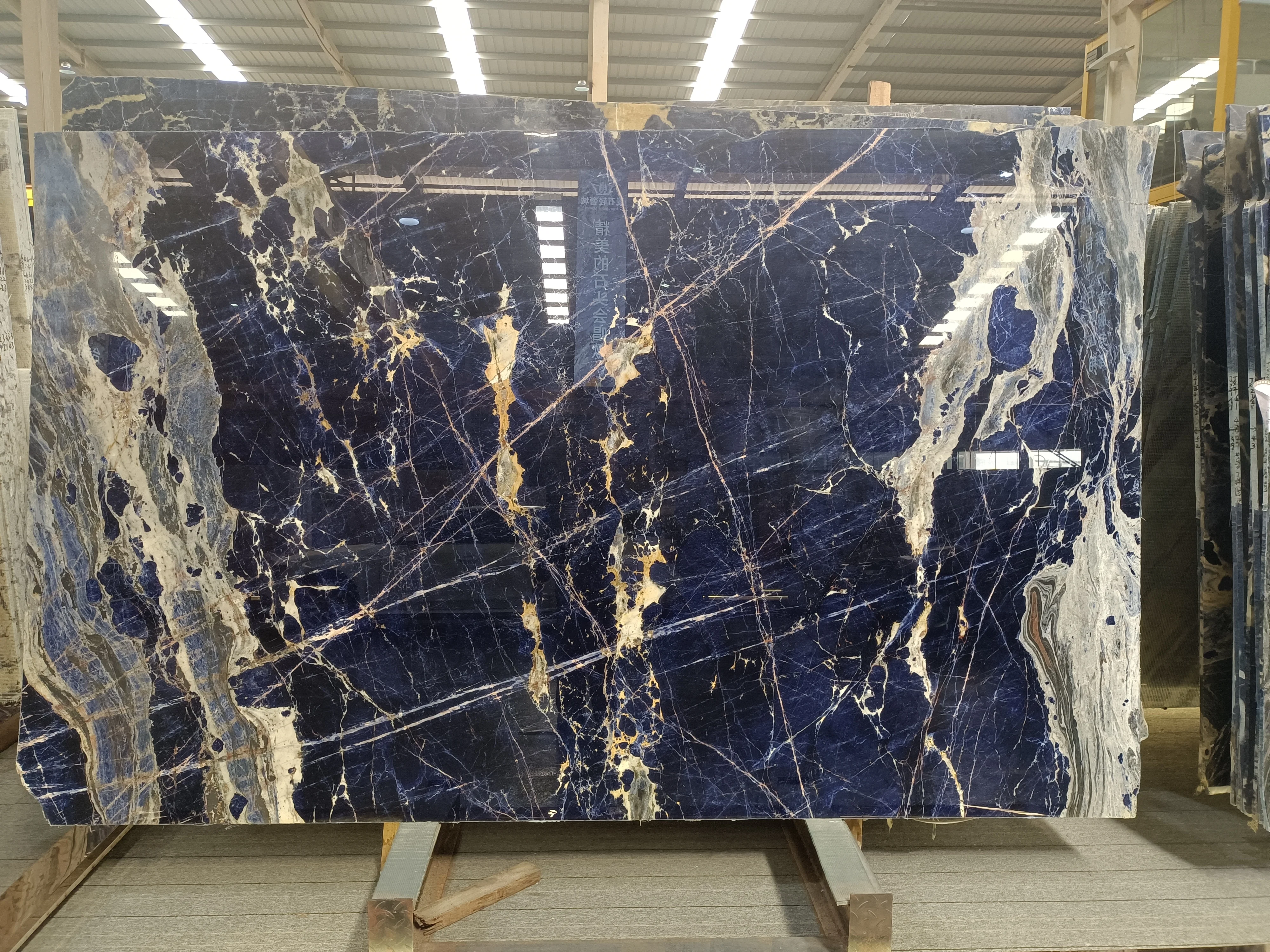 semi precious Cloisonne Blue slabs and tiles Blue marble stone price stone slab for decoration