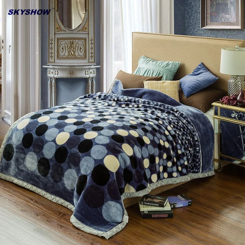 Custom printed grey minky knit raschel blanket  plush throw blanket