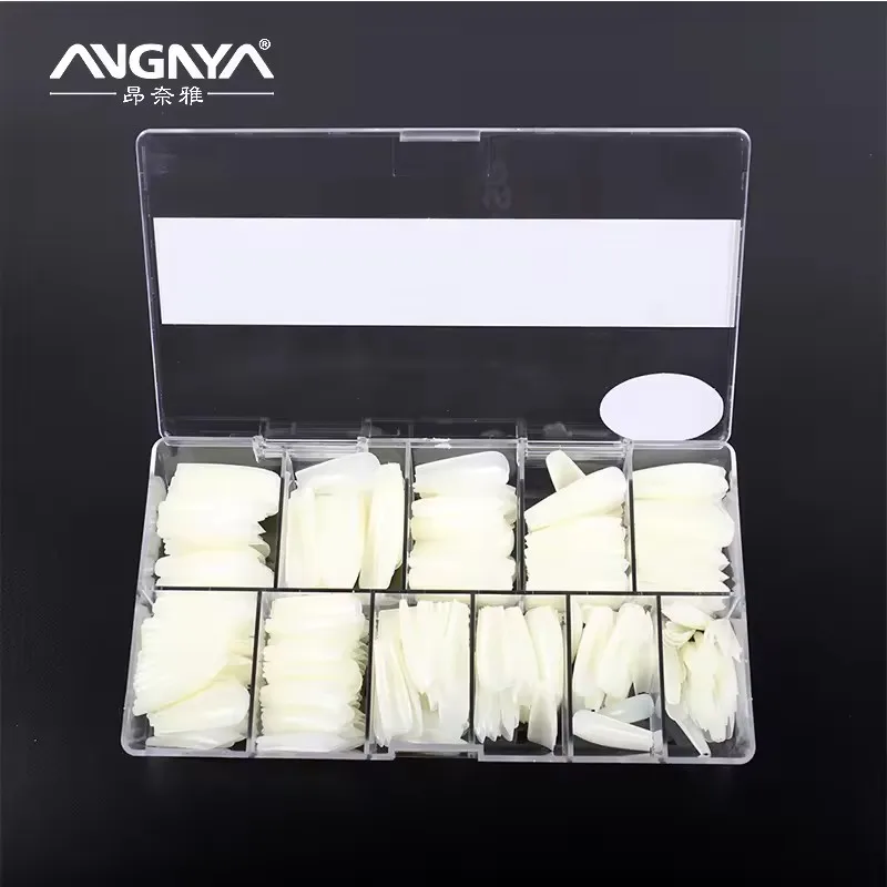 500Pcs Full Cover Natural Nail Tips Packaging  Artifical Coffin Shaped Full Coverage Nail Tips