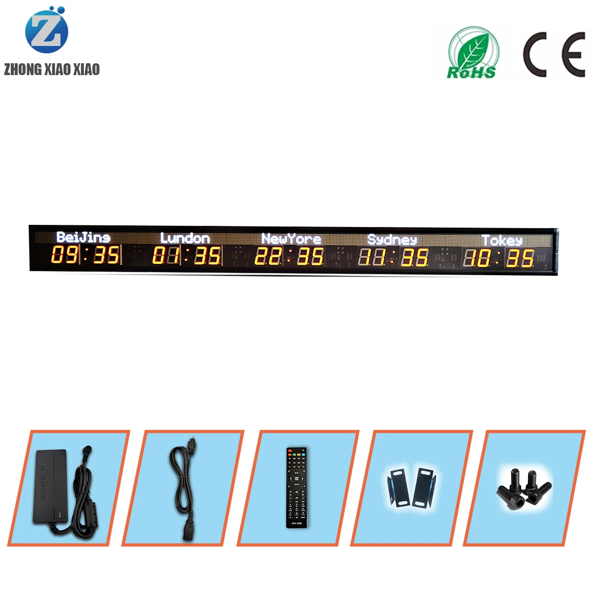 Zhongxiaoxiao Brand 5 Time Zone Clock Gps Led  Electric Timer Multi Zone Clock Wall Mount Digital Clock