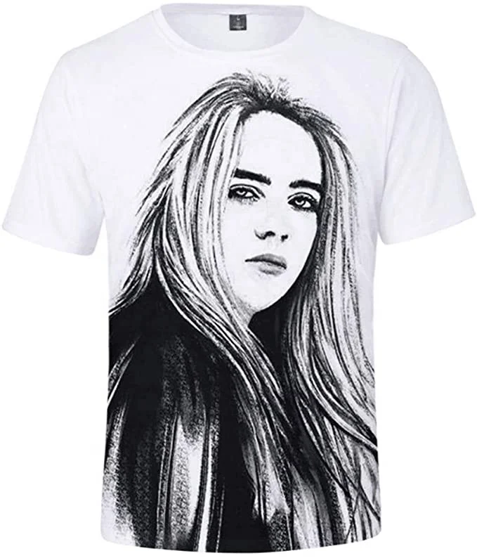 Wholesale 100% Cotton Casual High Street Clothing  billie  eilish  tshirt  3d print full color  custom compression shirt