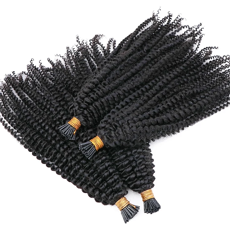 Горячая Распродажа индийские волосы Remy натуральные кератиновые для наращивания двойные вьющиеся афро кудрявые с микрозвеньями наращивание человеческих волос