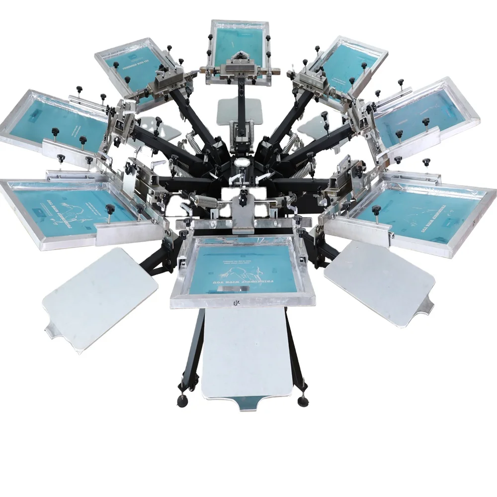 Ruida NS808 8 color 8 station Micro adjustment aluminium silkscreen printer for tshirts
