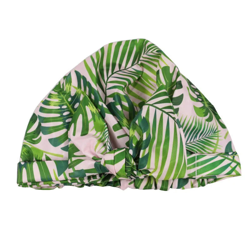 custom women luxury hot sale elastic adjustable size waterproof bow shower cap and environmentally friendly material