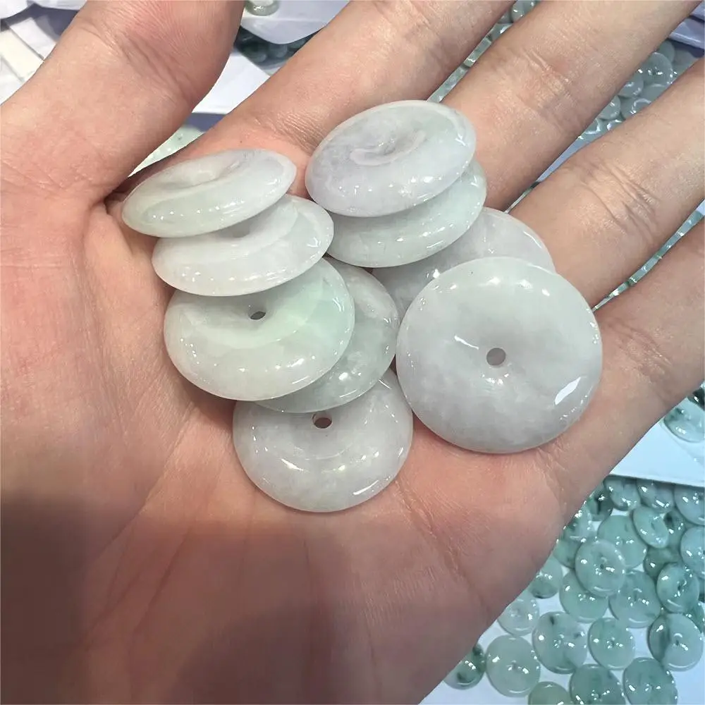 Wholesale 20mm Myanmar Light Green Jadeite Pendant Stone Grade A Donut High Quality For Jewelry Pendent DIY Accessories