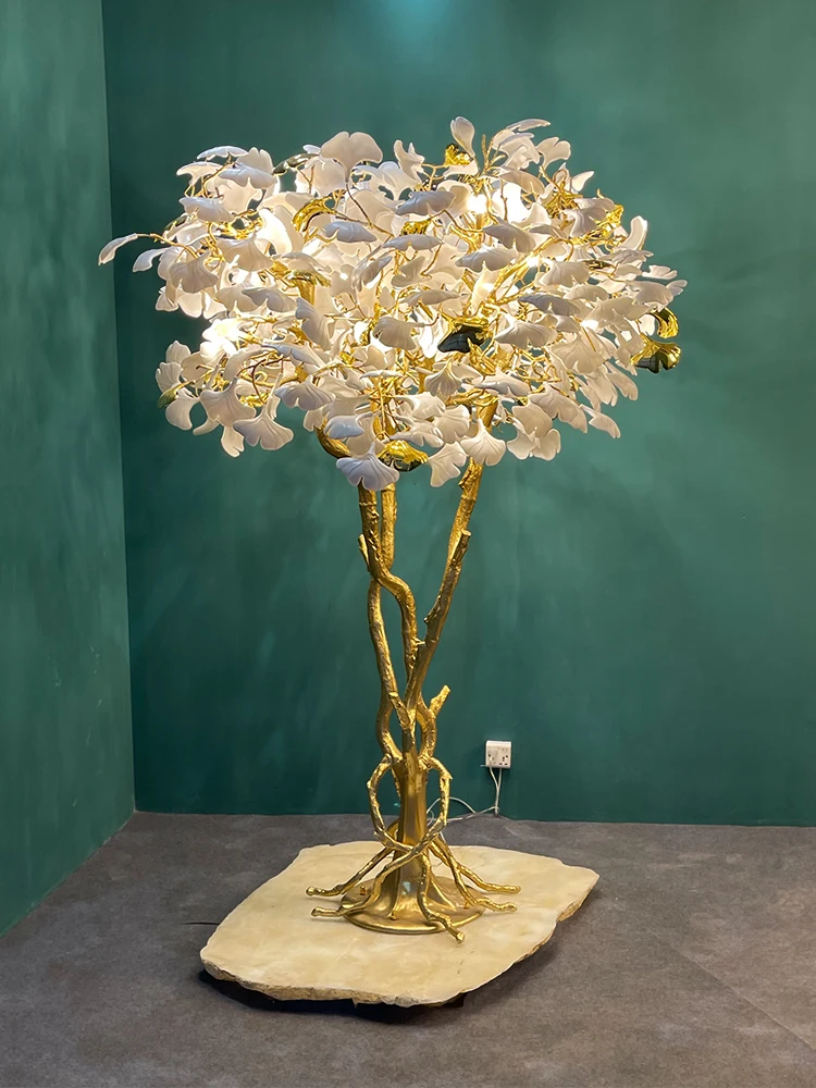 Floor Lamp Gold Brass with Table Led Torchiere Uplighter Tree Art Deco Bright Large Visual Comfort Bedroom Standing Floor Lamp