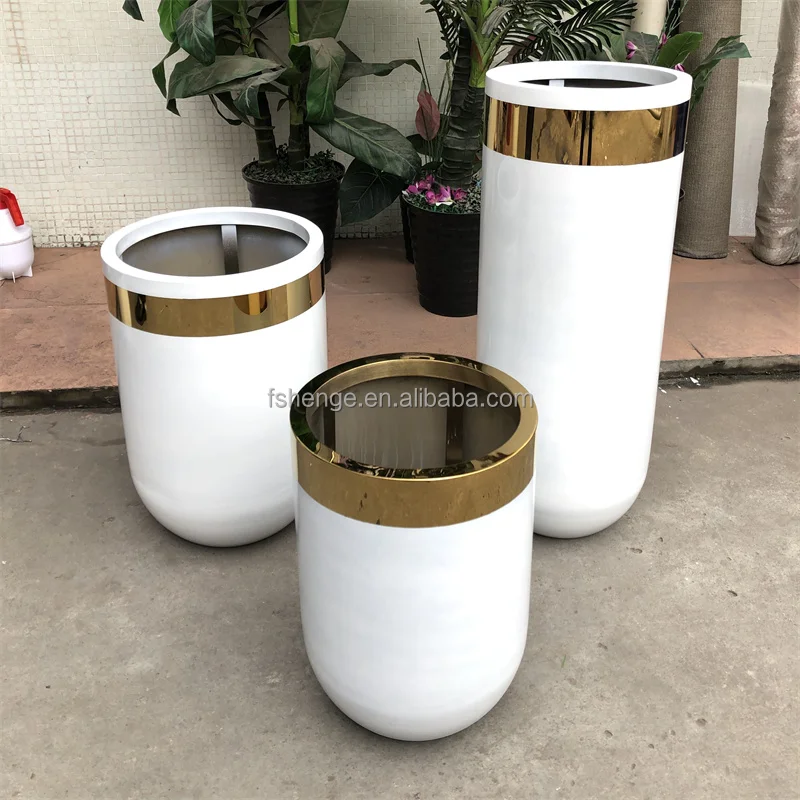 Home Decor Luxury Flower Pot Planter Modern Hotel Golden Large Plant Pot / Garden Big Gold Floor Flower Vase for living room
