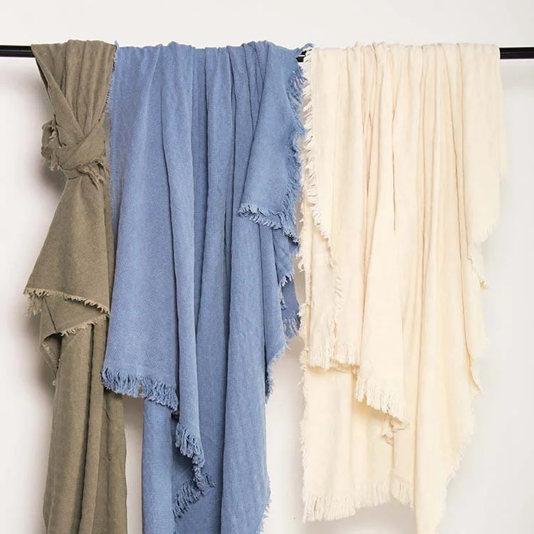 China professional manufacture pure cotton throws blanket super soft sofa throw