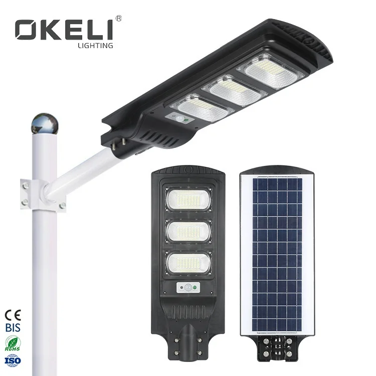  Наружный интегрированный все в одном датчик движения OKELI IP66 30 60 90 Вт Солнечный светодиодный уличный фонарь
