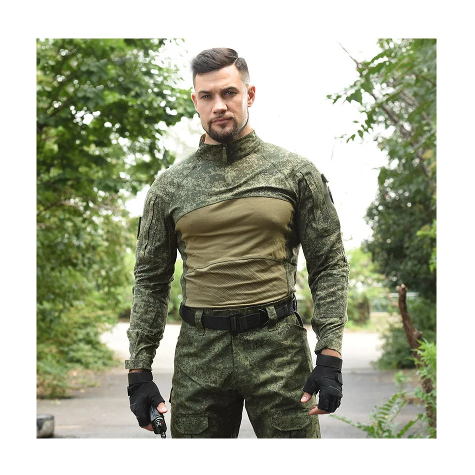 ACU Anti-Static Long Sleeve Frog Suit Climbing Camouflage Tactical Shirt for Hunting and Combat Dry Fast-Frog Suit