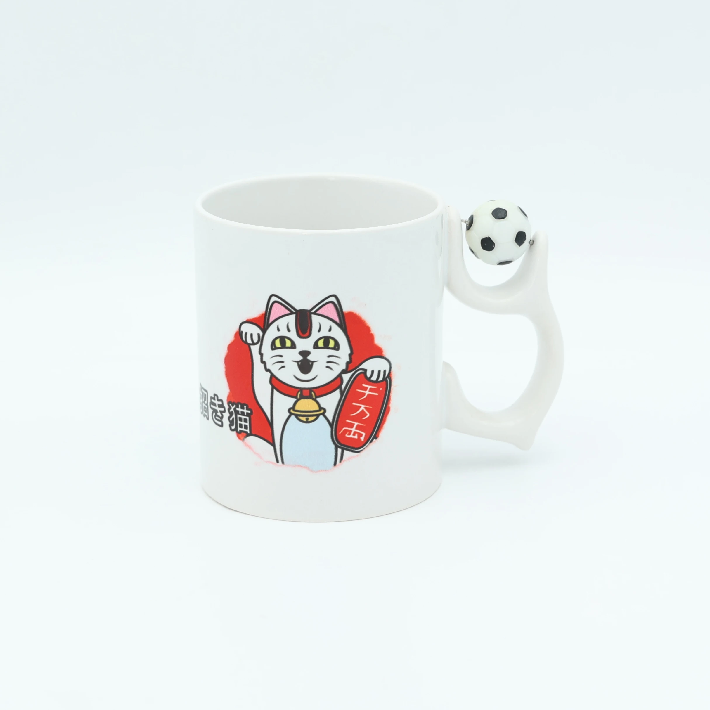 Football Handle Ceramic Mug with Sublimation Coating, Dye Sublimation Mug with Spinner Football handle