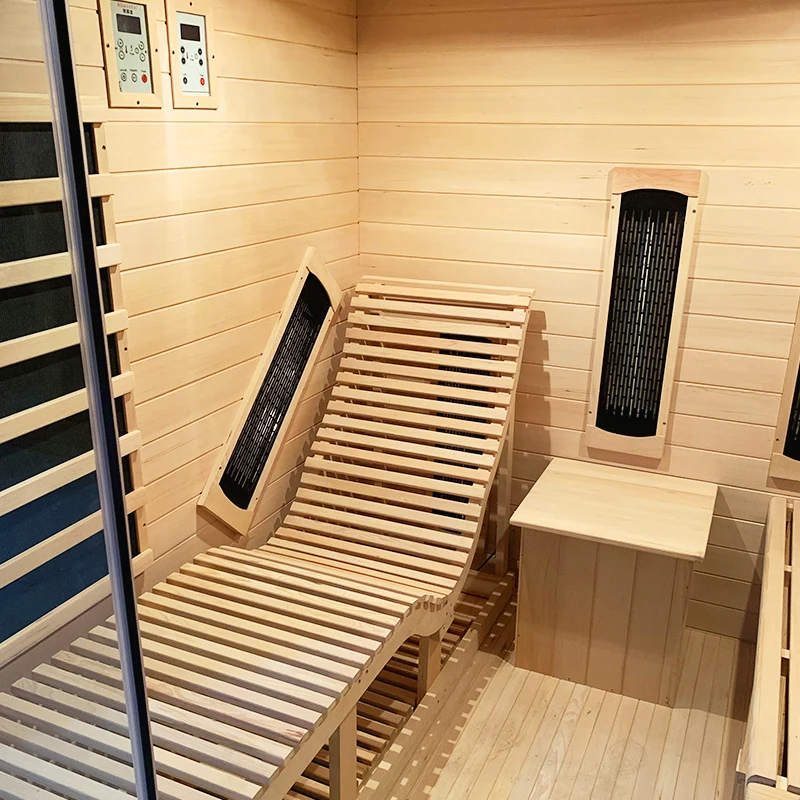 Solid wood red cedar or hemlock far infrared sauna room with full spectrum heating tube