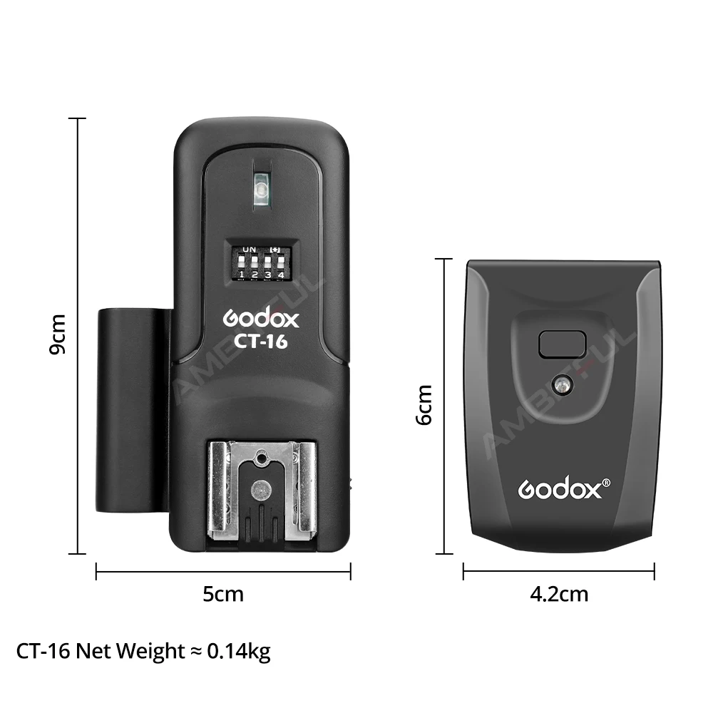 Godox CT-16 16 Channels Wireless Radio Flash Trigger Transmitter + Receiver Set for Canon Nikon Pentax Studio Flash
