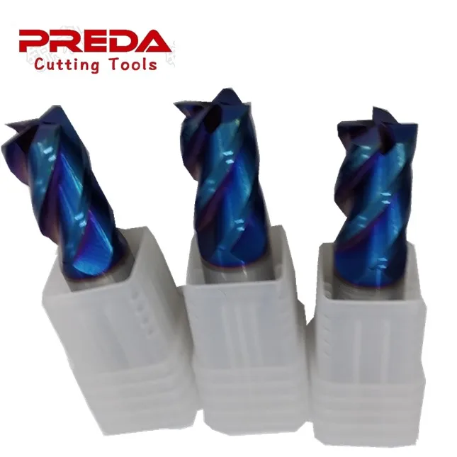 Preda Cutting Tool HRC65 Carbide Cutter 4 flutes end mill with NANO coating 75mm length