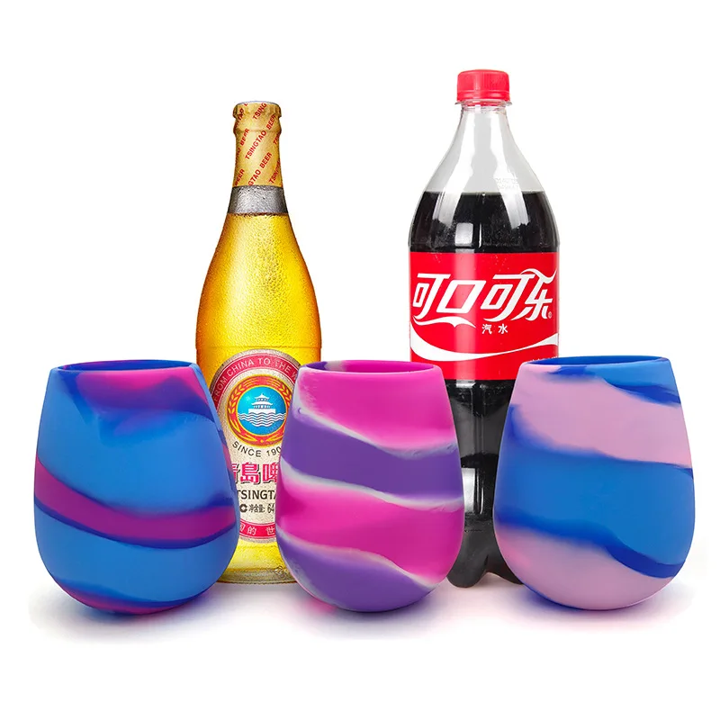 Factory Wholesale Customized Food Grade Mixed Solid Colors Unbreakable Silicone Drinking Water Wine Cup For Travel