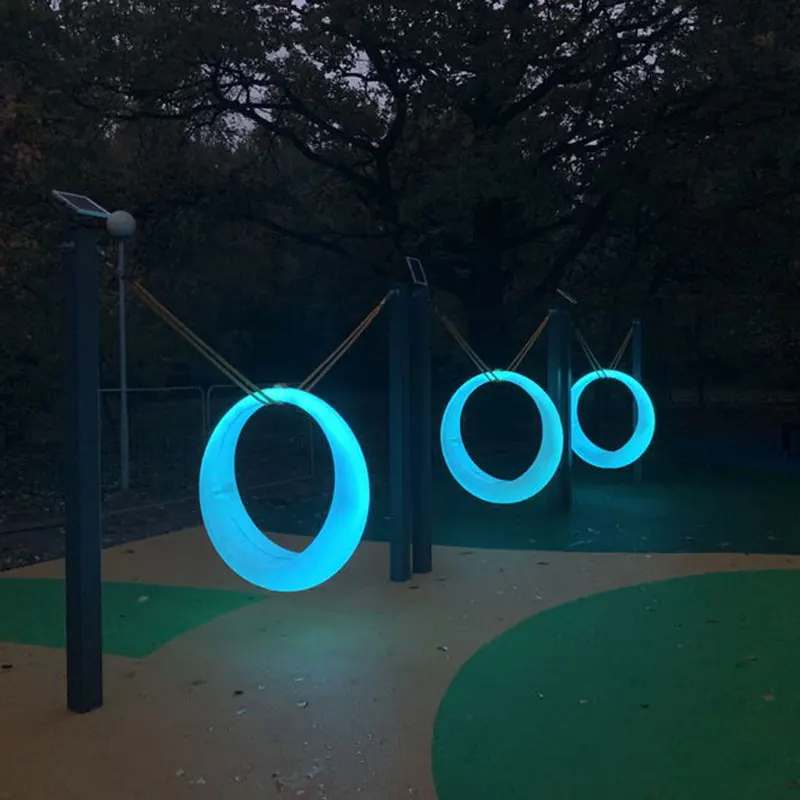 Indoor And Outdoor Child Adult 16 Rgb Color Remote Control Led Glow Hanging Circle Swing Chair For Garden Park Playground Patio