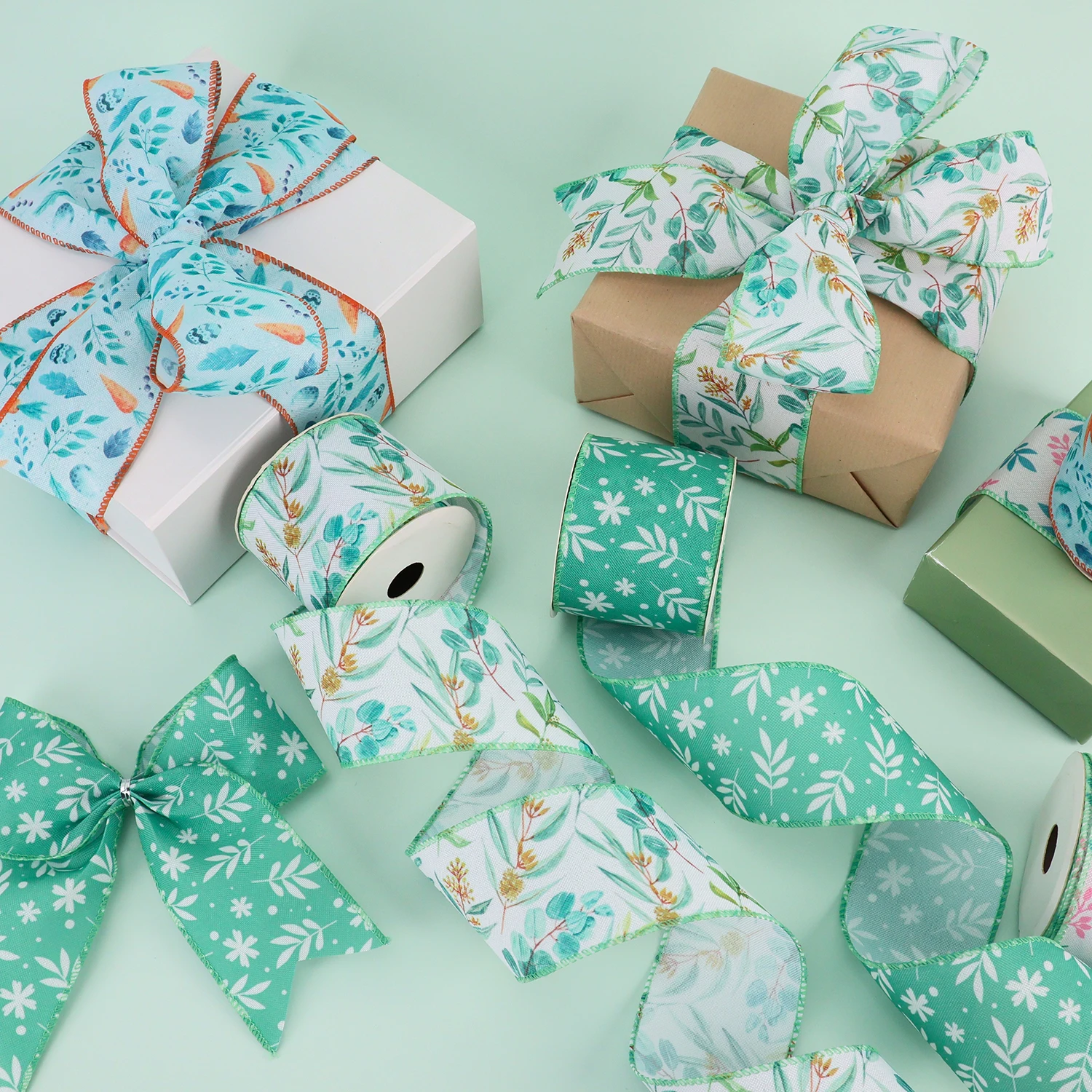 Cartoon Vintage Floral Rose Flower Pattern Summer Decorative Wired Edge Ribbon For Gift Wrapping Decor Hair Bow Wreath Crafts