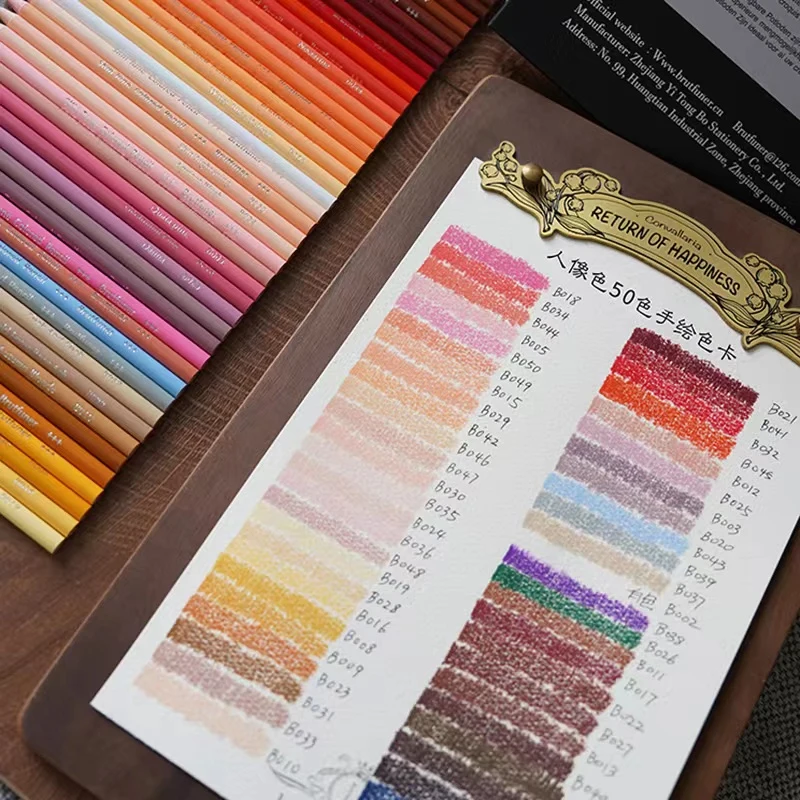 Brutfuner 26/50/72Colors Sketch Oily Color Wooden Pencil Professional Portrait Art Sketching Drawing Pencil Set