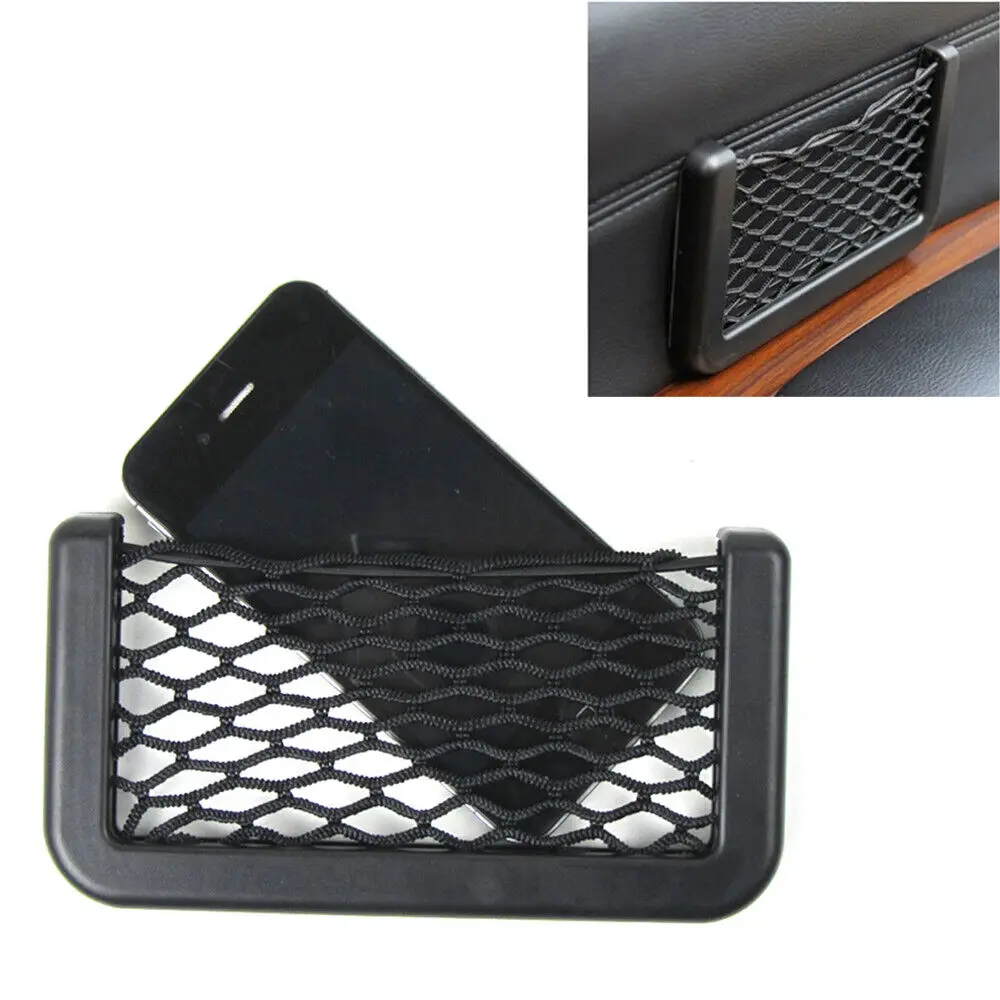 OEM 1x Black Car Interior Body Edge ABS Elastic Net Storage Mesh Holder Organiser Pocket Car Accessories Universal