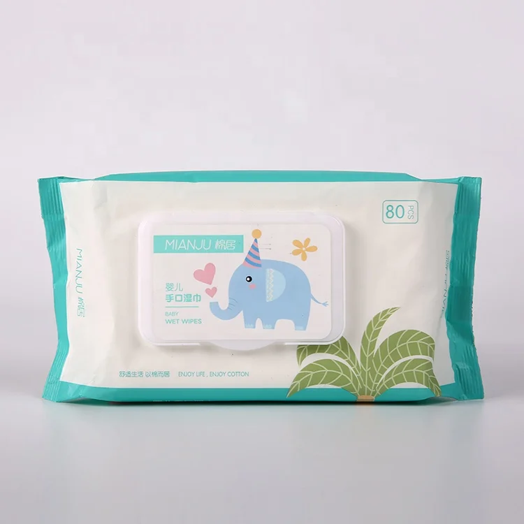 
Newborn hand and mouth draw-out elephant design packing baby wipes wet tissue 