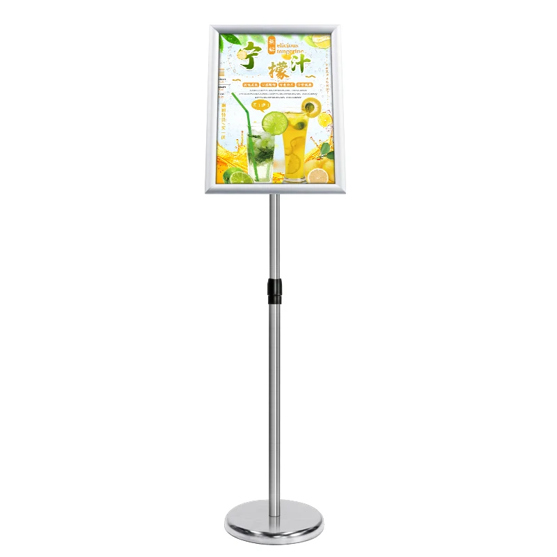A3A4 size poster display banner floor standing stainless steel  water injection plastic base rotating foldable poster stand