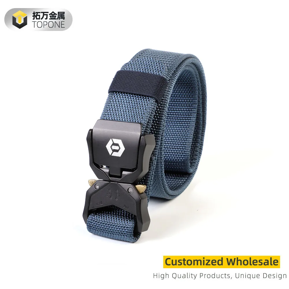 Logo Custom Belt Aluminum Alloy Quick Release Grade Tactical Nylon Belt