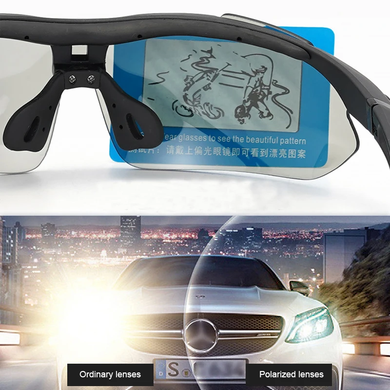 Ready to ship Outdoor Adult Sports Glasses HD Polarized MTB Bike Sunglasses Fashionable Fishing Glasses 5 Lenses set