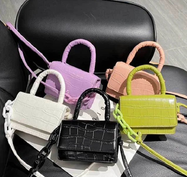 Latest design 2020 Fall Lovely solid color alligator print handbags shoulder crossbody bag girls Mini bags