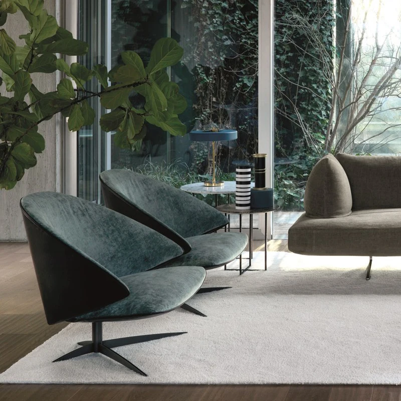 Modern Fabric Lounge Chair Revolving Designer Armchair Single sofa in hotel living room