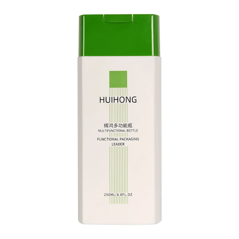 Empty Skincare Packaging 200ml 260ml 300ml 400ml 500ml green HDPE Plastic Lotion Bottle w Flip Cap for Shower Gel