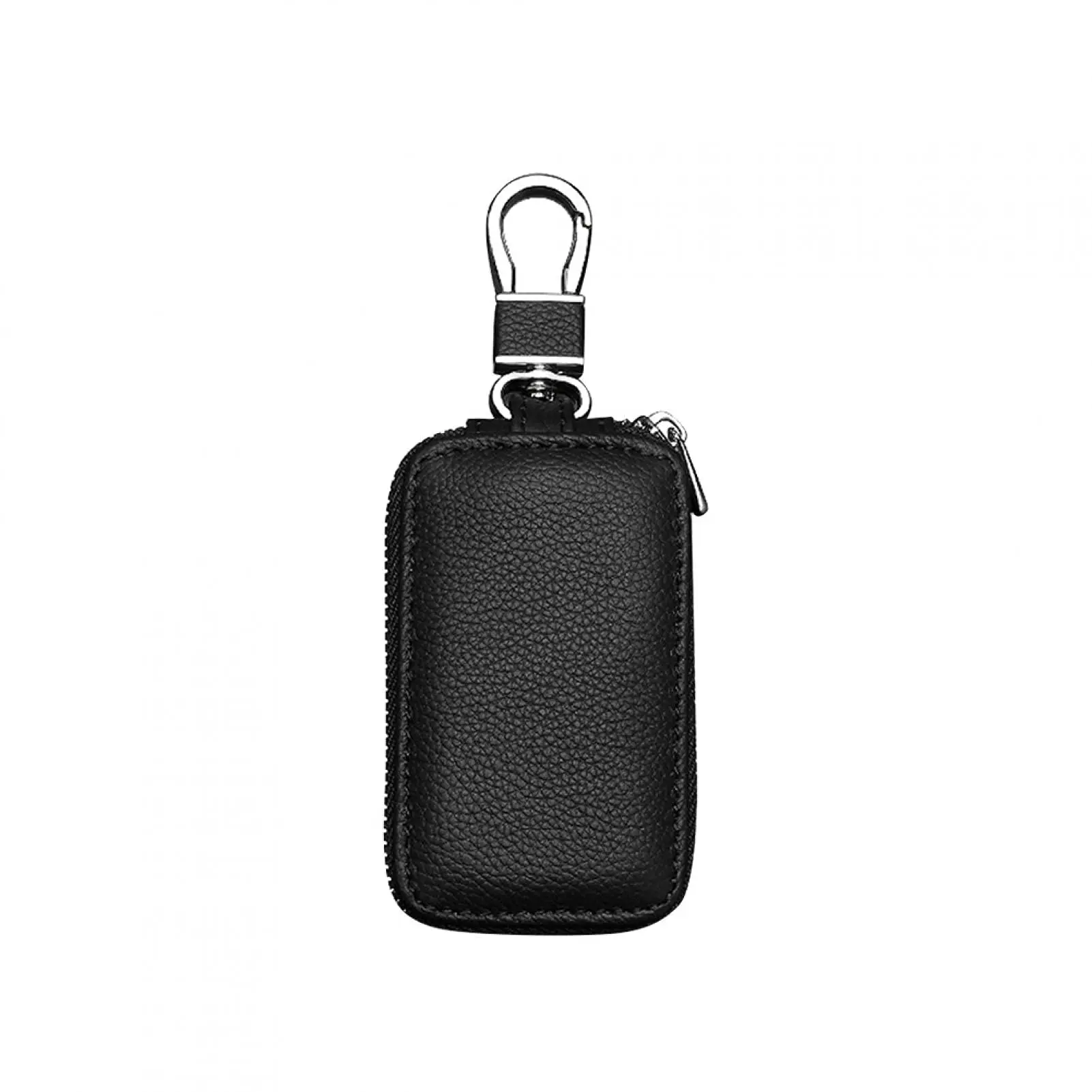 Genuine Leather Car Key Case Smart Key Chain Holder Keyring Zipper Bag with Metal Hook for Remote Car Key Fob